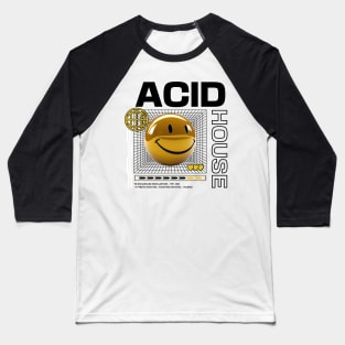 ACID HOUSE  - 3D Smiley (Yellow/Black) Baseball T-Shirt